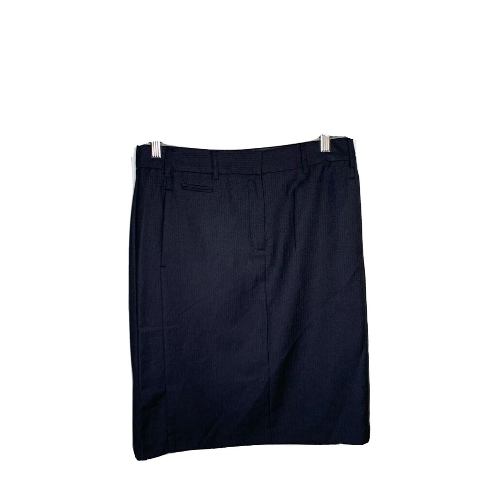 MNG Skirt Womens 6 Black Light Blue Very Subtle Pinstripe Career NEW